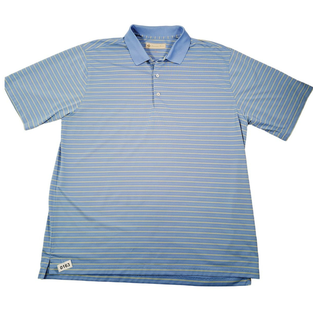 Donald Ross Men's Polo Shirt Blue Yellow Striped XL
